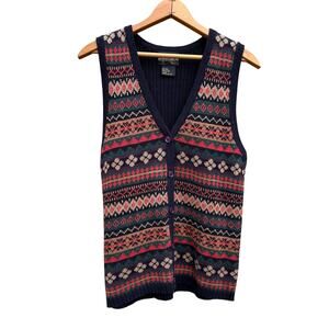 Vintage Geometric Knit Sweater Vest Size Womens Medium